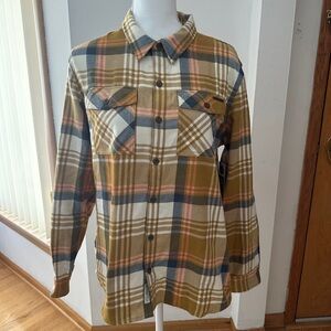 Salty Crew Plaid Shirt - Mustard, White, and Pink
